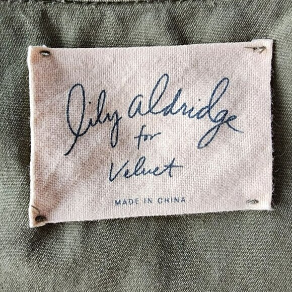 Lily Aldridge for Velvet By Graham & Spence Army Green Zipper Jacket Womens PXS - Picture 5 of 7